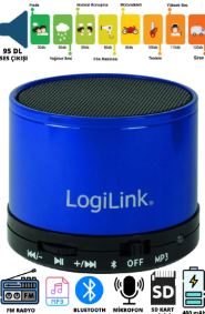 Logilink Micro SD Bluetooth Hoparlör Mavi