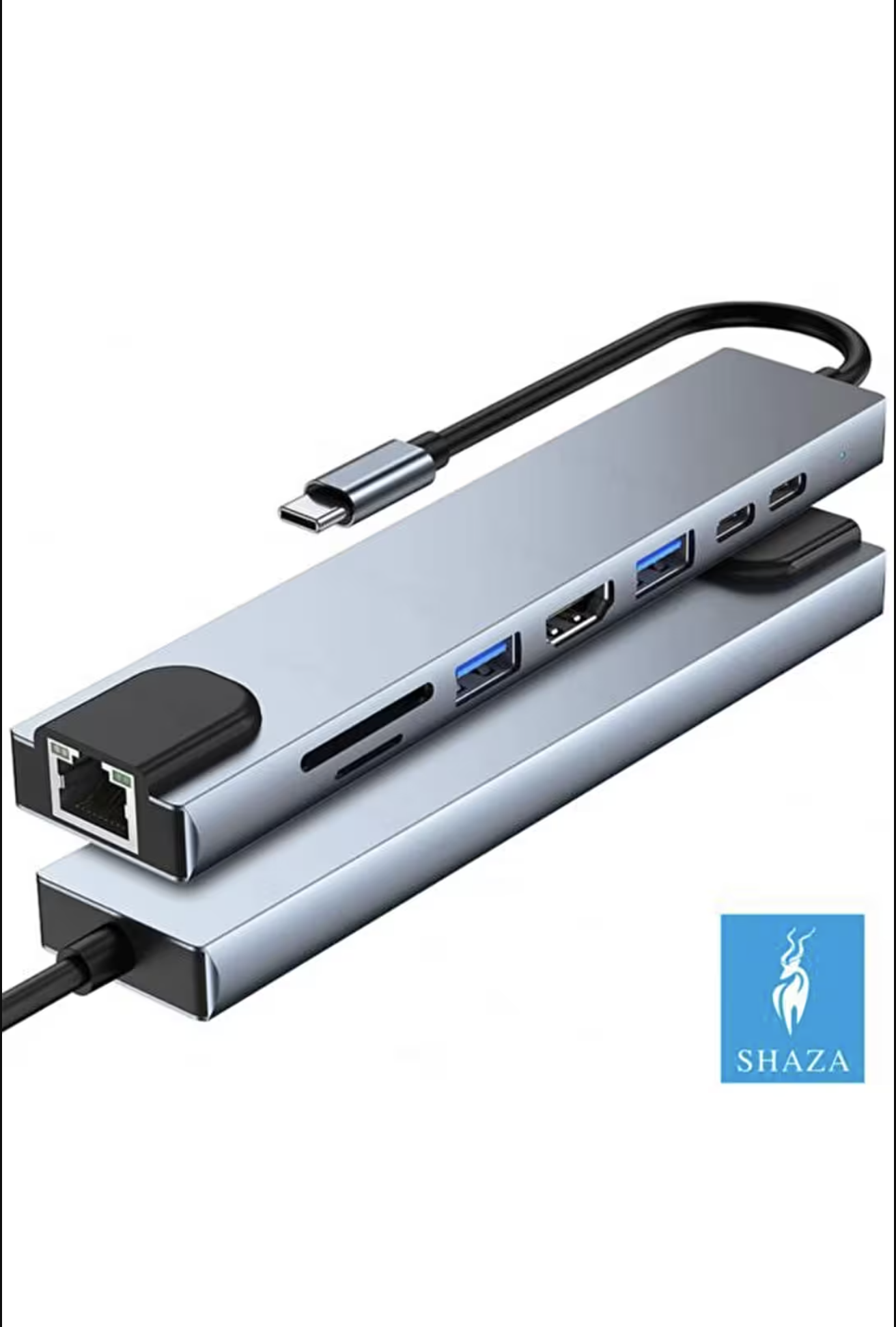 Shaza 8IN1 Usb Type-C Hub Port Hdmi Usb Ethernet Pd Girişli Adaptör Mavi