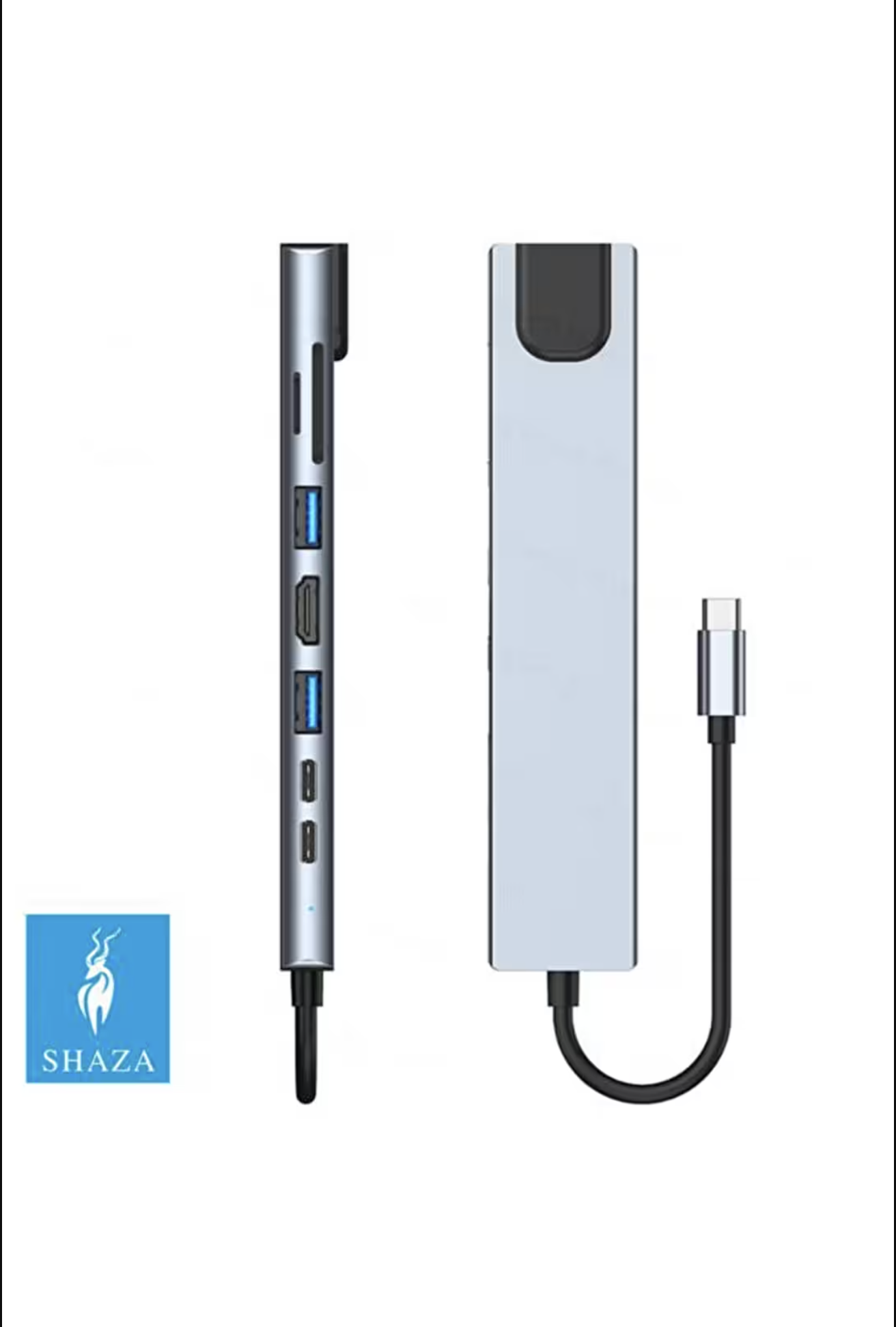 Shaza 8IN1 Usb Type-C Hub Port Hdmi Usb Ethernet Pd Girişli Adaptör Mavi