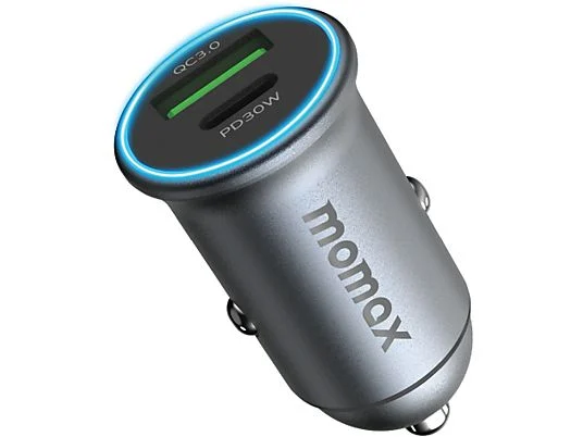 Momax UC18 30W Çift Çıkışlı Araç Şarj Aleti Gri