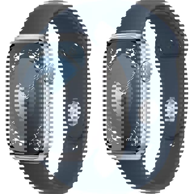 Apple Watch Series 9 Gps 45mm Alüminyum Kasa ve Fırtına Mavisi Spor Kordon Gümüş