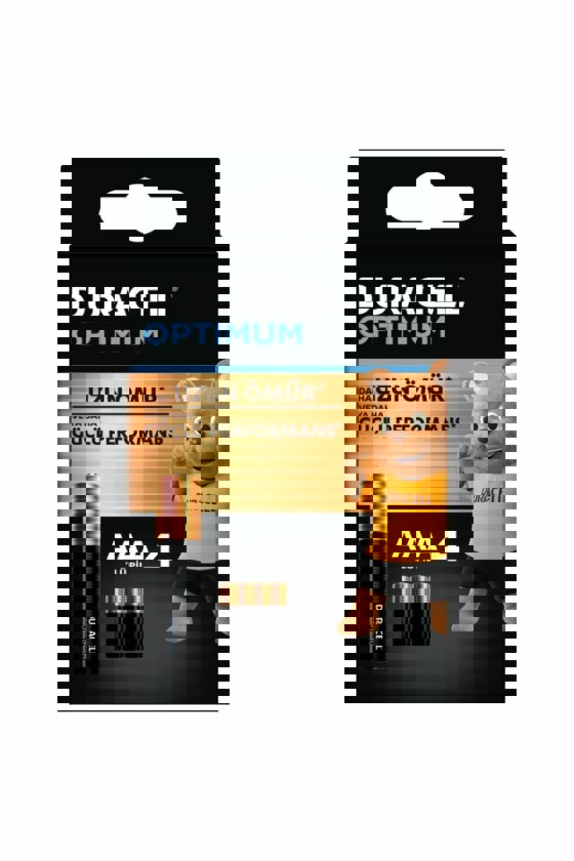 Duracell 1,5V 4’lü Paket Optimum AAA Alkalin İnce Kalem Pil