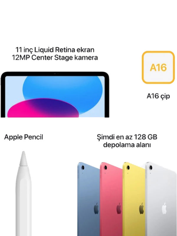APPLE IPAD 11.NESİL A16 128 GB WİFİ 11'INÇ MD4A4TU/A BLUE