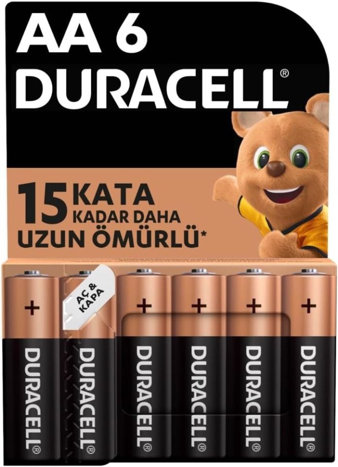 Duracell 1,5V  6'lı Paket Alkalin AA Kalem Pil