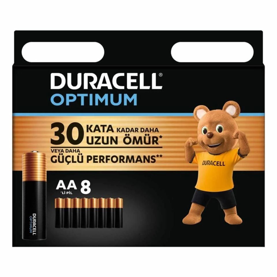 Duracell  8'li Paket Optimum AA Kalın Kalem Pil
