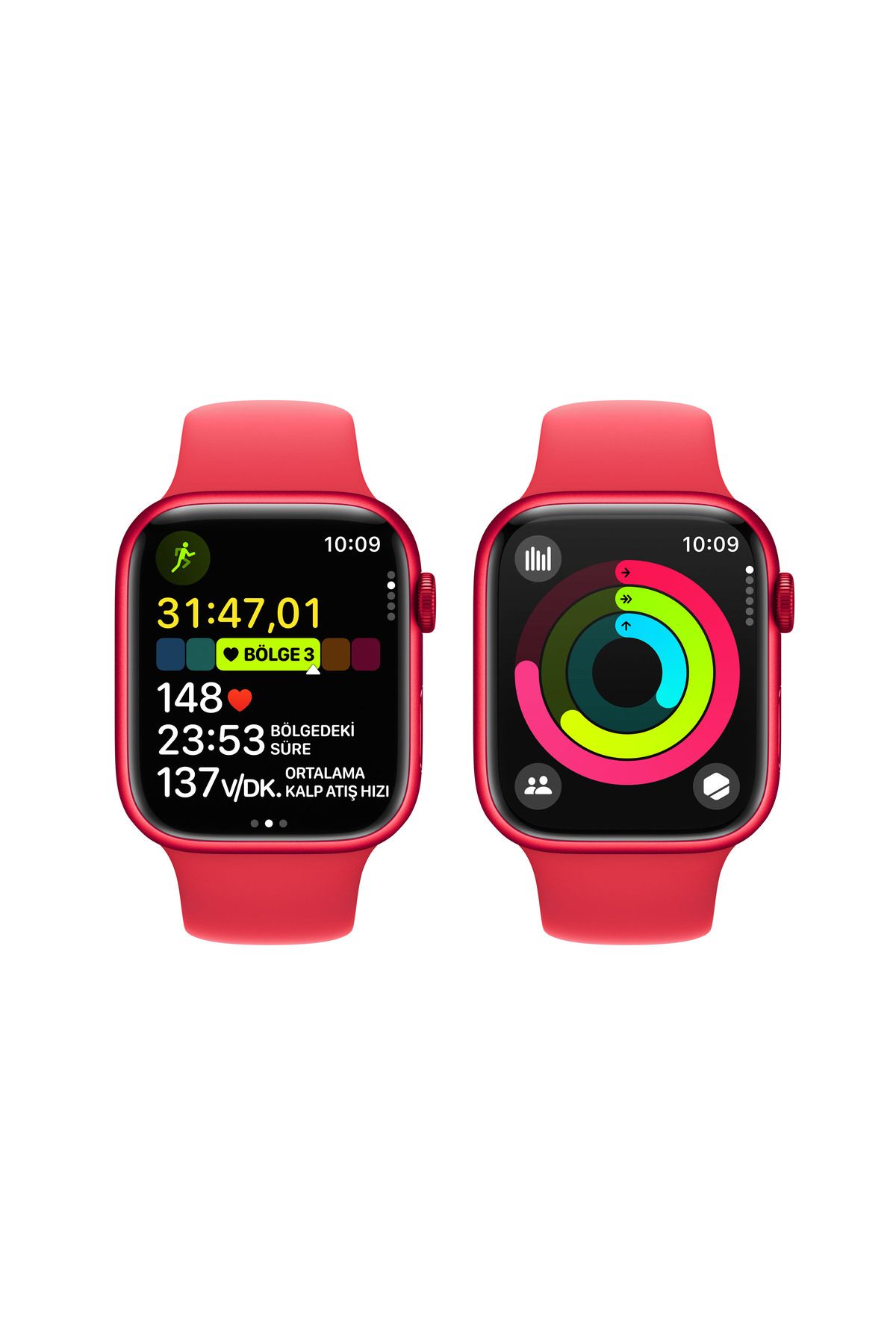 Apple Watch Series 9 Alüminyum Kasa ve Spor Kordon Akıllı Saat Kırmızı
